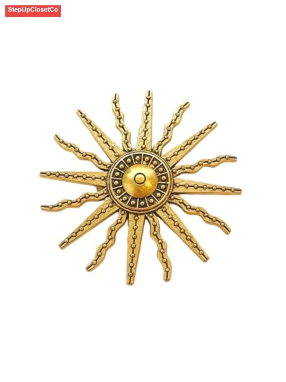 Vintage Sunburst Brooch Pin Celestial Boho Retro Coat Scarf Hat Jewelry